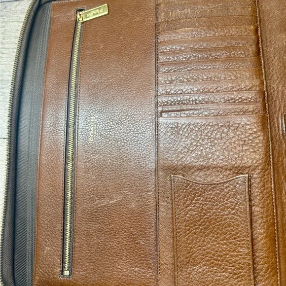 Coach Brown Leather Bi-Fold Portfolio / Notebook Organizer - Picture 4 of 5